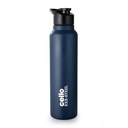 CELLO Crysta Flip Slainless Steel Water Bottle 1000 ml, Navy Blue Blue 124; Single Wall Freezer & Fridge Safe Lighweight Leakproof Flip lid Spillproof Rust Resist Water Bottle for School Gym Office