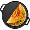DOCAT Cast Iron Dosa Tawa 30 cm 124; Pre-Seasoned Iron Tawa for Dosa, Roti, Chapati & Partha 126; 8 mm Heavy Duty, Gas, Induksi, Electric & OTG Friendly 124; 100% Pure & Toxin- Free, No Chemical Coating