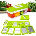 TEKCOOL 12 dalam 1 Multipurity Chopper, Fruits & Vegetable Cutters, Grater Peeler Chipser, Unbreakable Food Grade Body, Easy Push to Clean Button Slicer Dicer, Chopper for Kitchen