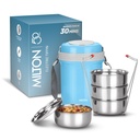 MILTON Electron Portable Electric Lunch Box I 3x360 ml Stainless Steel Leak Container I Auto Shut Off I Cool Touch Shock Proof Body I Perfect for Office, Hostel, Travel I Blue