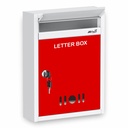 JD FRESH Wall Mount A4 Size Letter Box / Mail Box / Sugestion Box / Complaint Box for Office / Post Box for Home with Clear Window View & Secure Key Lock - (Red & Ivory)