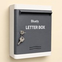 "ABS Plastic Letter Box Sugestion Box for Home, Office & Gate - A4 Size Mail Box with Lock & Key, Weatherproof, Durable Wall Mount Post Box" (White Grey)