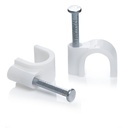 Hi- PLASST (7mm, Paket 100) Kable Clip dengan Metal Nails - Tugas Berat Fusteners, Cord Organizers, Clamps Round Cable for Walle-Mounted Management, Hanging Wires, Rumah & Office Gunakan