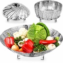Jig-Tik Vegetable Steamers Basket, Premium Stainum Steel Vevgie Steemer Basket - Folding Expandable Steamers ke Fits Berbagai Ukuran Pot (5.5 Inch sampai 10,5 Inch)