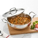 Filara Triply Staindless Steel Kadai dengan SS Lid 28 cm, Tri Ply SS Kadhai, Heavy Bottom Induction Base Cookware, Stainless Steel Cooking Pot untuk Pemoting, Sauteing, Curry