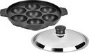 Tosaa Non Stick 7 Caviity Appam Patra with Stainless Steel Lid