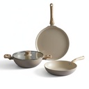Lifelong 3 Piece Forged Cookware Set Dengan Common Lid 124; 2.2L Kadhai dengan Lid 24cm
