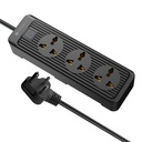 Portronics Power Plates 21 Extension Board dengan 3 Universal Sockets, 1.5 Meter Long Cord, 1440 Watts, Material Fireproof, Multi Plug for Home Appliances (6 Amp, Black)
