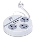 Portronics Power Plates 5 1500W Power Converter dengan USB Charger & Mobile Holder 3AC Socket + 3USB Ports I 1.5 m Cord Panjang (White)