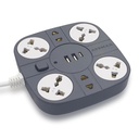 ADDMAX Extension Board dengan USB 124; 6 Power Sockets, 2 USB Ports + 1 Type-C Port 124; 10 Meter Heavy Duty Cord 124; 10A 220V Multi Plug Extension Cord 124; Fireproal Power Strip for Home, Office & Laptop - Grey