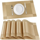 P-Plus International Placemats Set dari 6 Dining Table Plats Mats 124; Tabel Placemat Mat PVC Material 14; Non-Slip Heat Resistant 124; Dining Tablemates Washable Anti- Schild 124; Ukuran 45 x 30cm (Emas) Vinyl