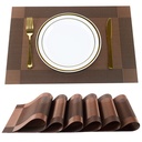 P-Plus International Placemats Placems Mats for Kitchen Dining Table, Heat- Resistan Schild Washable PVC Table Mats, Vinyl Dinner Mats (Brown, 6 Pack)
