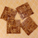 Sevendi Wooden Trivet Mat Set, Heavy Duty Hot Pot Pages Coasters, Sempurna untuk Modern Home Kitchen Decer, 16 x16 cm Kitchen Tabel Dining Non-Slip Place Pan Placemat- Pack 1 (4, Brown)