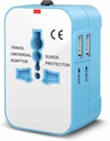 Roses High Speed Travel Essentials Wall Charger Dual USB Universal Travel Adapter International All in One Worldwide Travel Multi Plug Adapter for USA EU UK AUS Phone Laptop smart Phone (Blue)