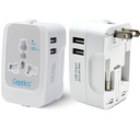 Pendamping Perjalanan Universal Jepang, 3 di 1 India ke Jepang Plug Adapter, Universal Travel Accesories 2 USB 2.4A, 100-250 Voltage Travel Charger, Universal Charger Adapter, White