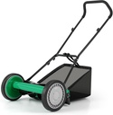 16" Manual Rear Mower, Push Lawn Mower with 5 Steel Blades, Adjustable Cutting Heights & Grass Catcher Bag, Walk-Behind Grass Cutter Lawn Sweeper for Garden, Park & Yard (Green)