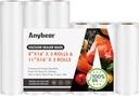 Anybear Vacuum Sealer Bags Rolls, 3 Pack 11''x16' & 3 Pack 8''x16' Commercial Food Storage Bags for Custom Fit with BPA Free and Heavy Duty, Use for Storing Raw and Cooked Foods Meal Prep or Sous Vide