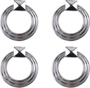 Quluxe 1.77" Diameter Cabinet Ring Pulls Handle Drop Ring Drawer Pulls Knobs Single Hole Handles- Polished Silver (Pack of 4)