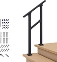 CR Fence & Rail Hand Rails for Outdoor Steps, 2 Step Handrail & Indoor Stair Railing Kit, Railings for Outdoor Steps and Hand Rails for Seniors for Porch Railing & Deck Hand Rail, 1-2 Step Railing