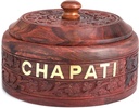 MAXCLASS Chapati Box made of Rosewood Handmade Stainless Steel Wooden Casserole for CHAPATI & BREAD with Engraved Design