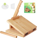 Tortilla Press 10 Inch Tortilla Maker Large Roti Maker with Rolling Pin+Dough Scraper+Parchment Paper Bamboo Wood Tortilla Press for Homemade Tortilla, Roti,Taco,Dough Press