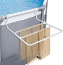Pool Towel Rack for Above-Ground Pool,Metal Pool Towel Holder Fit for Above-Ground Pool Round Top Rails 2in-3.1in.Towel Stand for Pool(White)
