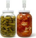 1 Gallon Large Glass Fermentation Jars for Kombucha Sourdough Starter, Wide Mouth Mead Making Kit, 2Pcs Glass Canning Jars with Fermentation Lid and Airlock