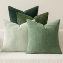 MIULEE Boho Farmhouse Sage Green Throw Pillow Covers 18x18 Inch Set of 4 Mordern Nordic Cushion Covers Soft Corduroy Christmas Home Decor for Couch Bed Sofa Living Room Forest Green