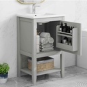 20" Bathroom Vanity Cabinet with Ceramic Sink Top Set, Freestanding, Two-Tier Storage Rack, Soft Closing Door, Grey