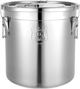 304 Stainless Steel Airtight Canister, 33L/8.7gal Metal Kitchen Cereal Container Canisters Bucket Food Storage Container with Lid and Locking Clamp for Rice, Flour, Grain, Coffee Bean