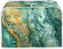 Toaster Dust Cover Bread Machine Covers Washable Appliance Covers for Kitchen Counter Oven Accessories Water/Dust/Splash/Stains/Srease-Proof Turquoise Marble Texture Print (4-Slices)