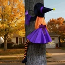 JOYIN 56'' Crashing Witch Halloween Tree Decorations Outdoor, Flying Witch on Broom Hanging Decorations for Yard, Porch, Door, Lawn, Haunted House Prop