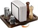 Napkin Holder for Table, Rotating Metal Napkin Dispenser with Salt and Pepper Shakers Caddy Standing Paper Towel Holder for Bathroom Kitchen Dining Table Decor Not Including Shakers