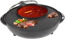 Smokeless 2 in 1 Electric Hotpot with Grill Combo, Indoor Korean BBQ Grill for 3-5 People, Separate Temperature Control, Shabu Pot with Divider