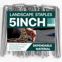 Landscape Staples 5 Inch 40 Pack,Galvanized Garden Stakes Yard Stakes Garden Staples Prefect for Weed Barrier Fabric,11 Gauge Landscape pins for Tent,Balloons, Irrigation Tube. (5 Inch 40 Pack)