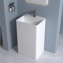 Cpingao 35" Stone Resin Rectangular Pedestal Sink with Overflow, Solid Surface Bathroom Pedestal Sink Basin with Faucet Hole and Pop-up Drain, Matte White
