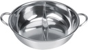 Stainless Steel, Separation Soup Cooking Pots 30/32/34cm Thick Stainless Steel Two Flavor Separation Induction Cooker Usable(34CM)