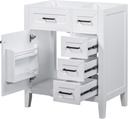 30 inch Bathroom Vanity Without Sink, Cabinet Base Only, Solid Frame and MDF Board Bathroom Cabinet with 3 Drawers and 1 Soft Closing Door, White (No Sink)