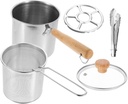 PRETYZOOM Deep Fryer Pot of Stainless Steel Frying Pot Skimmer for Deep Frying Cooking