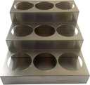 Rattleware 3-Tier Stainless Steel 9 Bottle Coffee Syrup Wire Rack Fifths – Shelves for Wine or Condiments - Durable Storage Organizer for Home, Kitchen, Office, Garage, or Commercial Use (Silver)