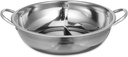 Hemoton Hot Pot with Divider Dual Sided Chinese Shabu Shabu Pot Stainless Steel Two-Flavor Stock s for Induction Cooktop Gas Stove Silver 32cm