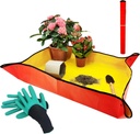 39" x 31" Thickened Repotting Mat for Plant Transplanting and Potting Soil Mess Control Waterproof Tray, Succulent Pots Portable Gardening Mat, Protect Nail Gloves, Best Gifts for Gardeners