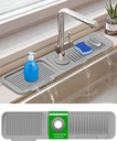 Kitchen Sink Splash Guard, 5°Slope Draining Mat for Kitchen Sink, 24 inch Sink Faucet Mat, Silicone Sink Faucet Mat Splash Guard, Sink Water Splash Guard, Sink Accessories for Kitchen, Bathroom