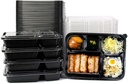 5 Compartment Meal Prep Containers With Lids - (50 Pack) Plastic Food Bento Boxes Stackable Reusable Disposable Microwaveable Safe