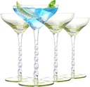 WHOLE HOUSEWARES Martini Glasses Set of 4 - Exquisite Style Drinking Glass - Dishwasher Safe Vintage Glass Cups - Elegant Martini Twisted Goblet, Glassware for Cocktails and Parties.
