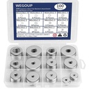 18-8(304) Stainless Steel Metal Flat Washers for Screws and Bolts, 100 Pieces Assorted Washers Kit (12 Sizes M3-M12), Large and Small Hardware