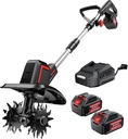 Cordless Electric Tiller for Gardening, Total 8.0Ah Battery Powered Mini Cultivator with 2×4.0AH Batteries & Charger, 9" Width, 6.6" Depth, 48 Steel Tines Rototiller for Soil Cultivation