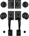 Double Front Door Handle Set with Matte Black(Keyed & Dummy Handle)