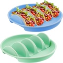 Haiou Silicone Taco Plates Set of 2 - The Ultimate Taco Holder Stand for Mess-Free Family Dinners & Parties, Microwave & Oven Safe Taco Tray, Holds 4 Shells Each