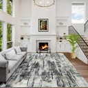 8x10 Area Rugs Washable Rug: Large Modern Abstract Living Room Rug Soft Anti-Skid Thin Carpet Indoor Floor Non-Shedding Carpets for Bedroom Dining Farmhouse Nursery Home Office Black Grey Gold